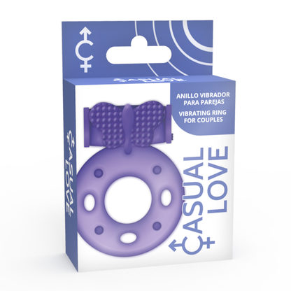 CASUAL LOVE Anel Peniano Vibrador Clitoriano Flexível Roxo para prazer duplo e ereções duradouras.