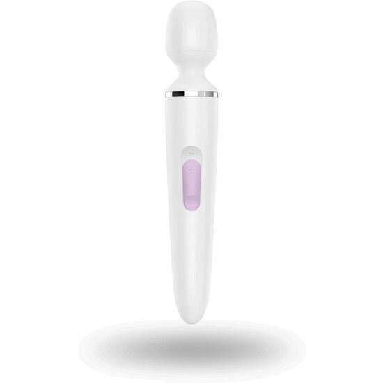 Close-up do Satisfyer Massageador Wand-er Woman XXL Branco, mostrando sua forma ergonômica e material de silicone.