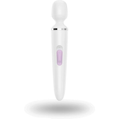 Close-up do Satisfyer Massageador Wand-er Woman XXL Branco, mostrando sua forma ergonômica e material de silicone.