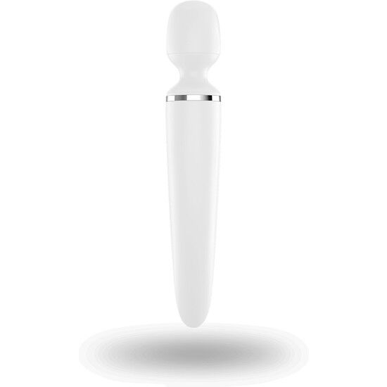 Close-up do Satisfyer Massageador Wand-er Woman XXL Branco, mostrando sua forma ergonômica e material de silicone.
