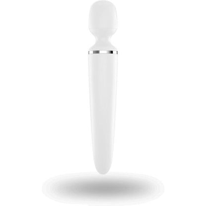 Close-up do Satisfyer Massageador Wand-er Woman XXL Branco, mostrando sua forma ergonômica e material de silicone.