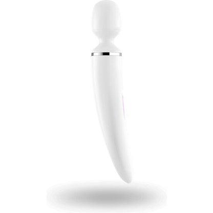 Close-up do Satisfyer Massageador Wand-er Woman XXL Branco, mostrando sua forma ergonômica e material de silicone.