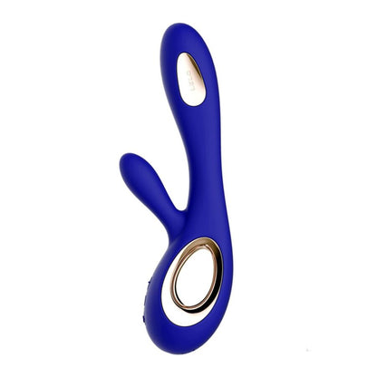 Vibrador Coelho LELO SORAYA WAVE azul com tecnologia WaveMotion™ para estimulação dupla.