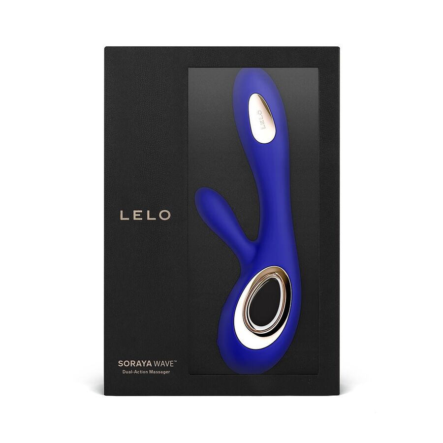 Vibrador Coelho LELO SORAYA WAVE azul com tecnologia WaveMotion™ para estimulação dupla.