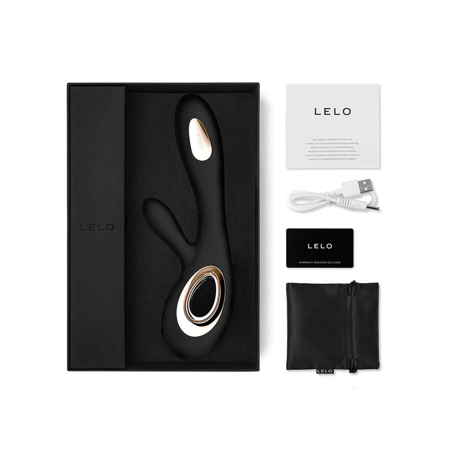 LELO Vibrador Coelho SORAYA WAVE preto com tecnologia WaveMotion™ para estimulação dupla do Ponto G e clitóris.