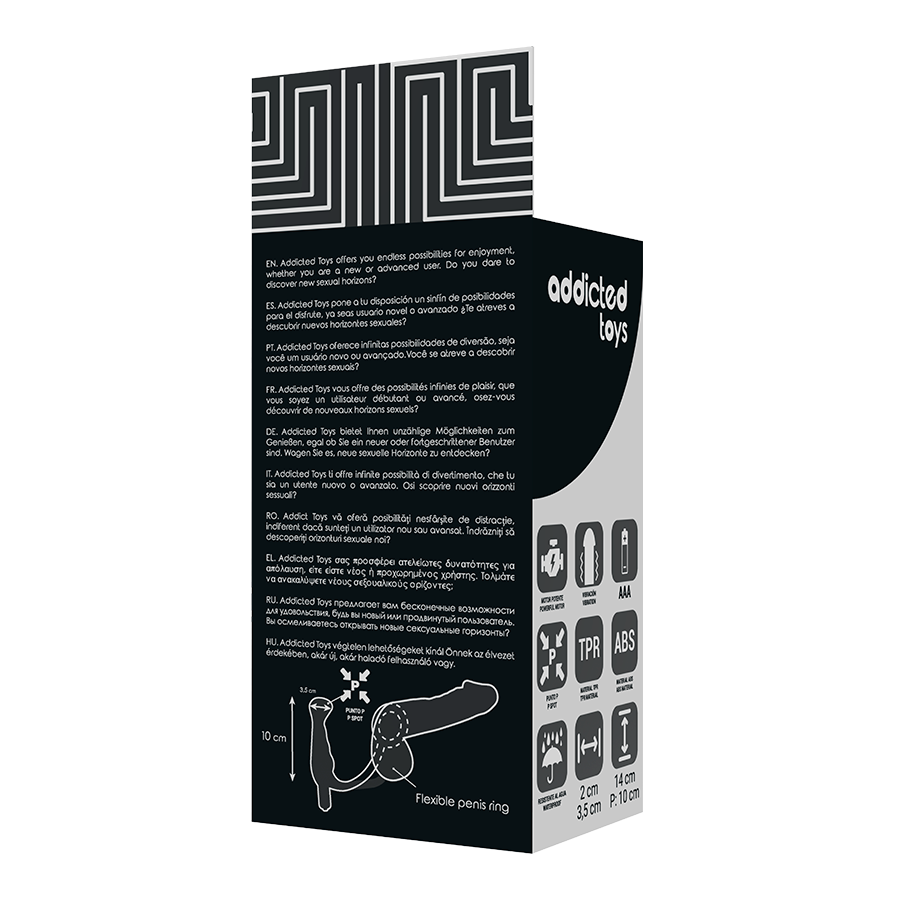 Vibrador prostático Addicted Toys de silicone preto, 10 cm de comprimento