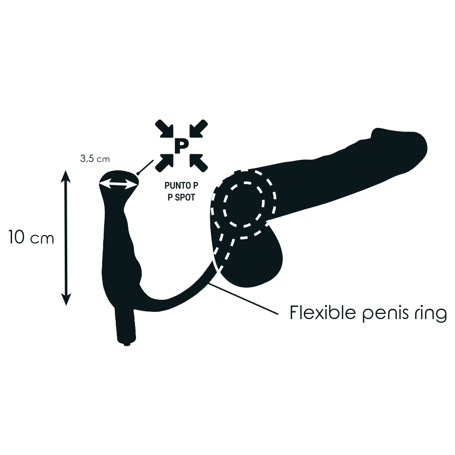 Vibrador prostático Addicted Toys de silicone preto, 10 cm de comprimento
