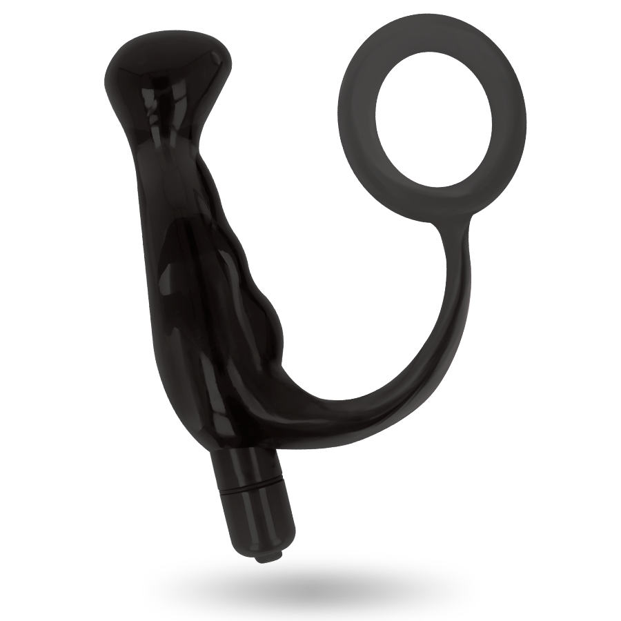 Vibrador prostático Addicted Toys de silicone preto, 10 cm de comprimento