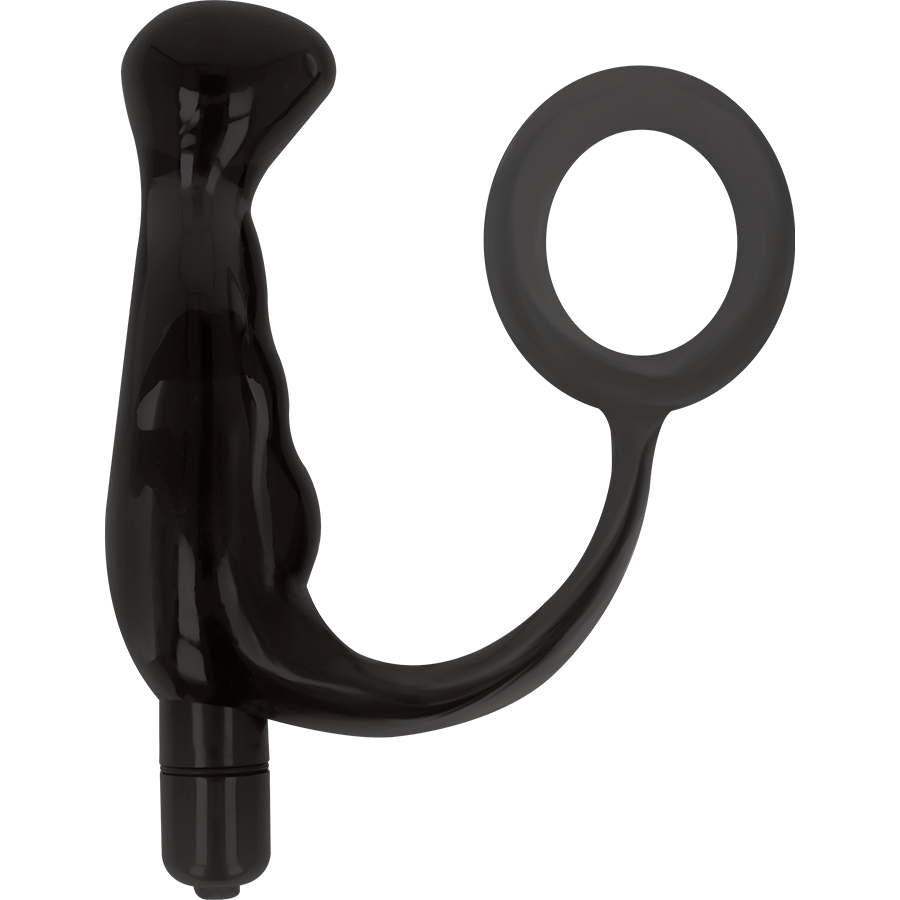 Vibrador prostático Addicted Toys de silicone preto, 10 cm de comprimento