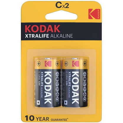 Embalagem de 2 unidades das Baterias Alcalinas KODAK Xtralife C 1.5V.