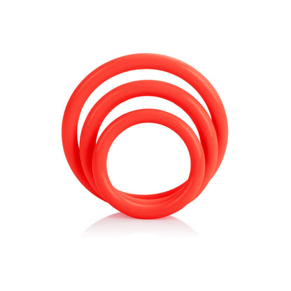 Conjunto de Anéis Penianos Triplos em Silicone Vermelho