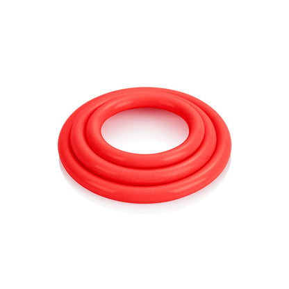 Conjunto de Anéis Penianos Triplos em Silicone Vermelho