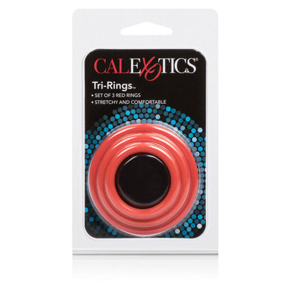 Conjunto de Anéis Penianos Triplos em Silicone Vermelho