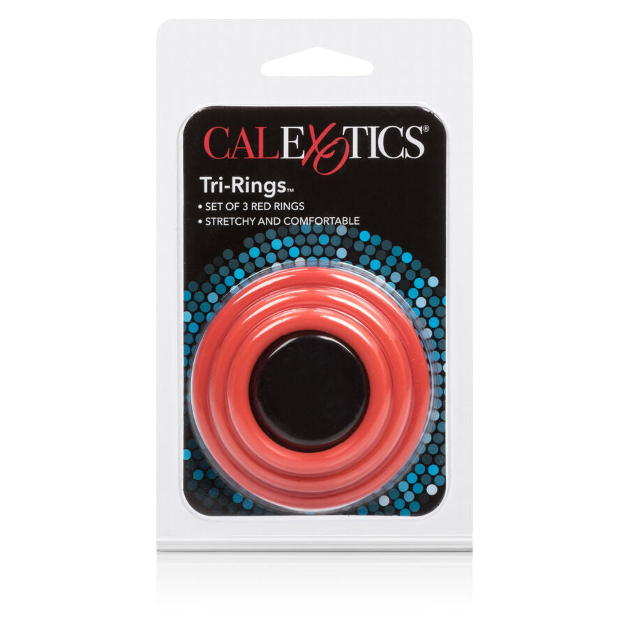 Conjunto de Anéis Penianos Triplos em Silicone Vermelho