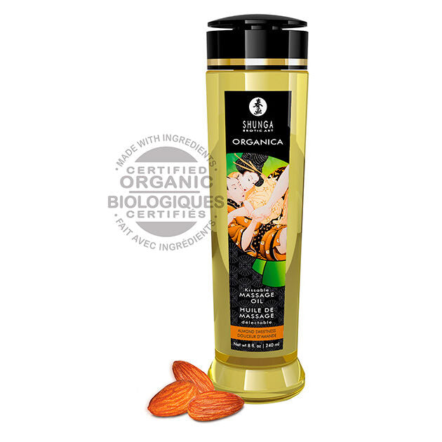 Óleo de Massagem de Amêndoas Orgânico SHUNGA 240ml para massagens sensuais.