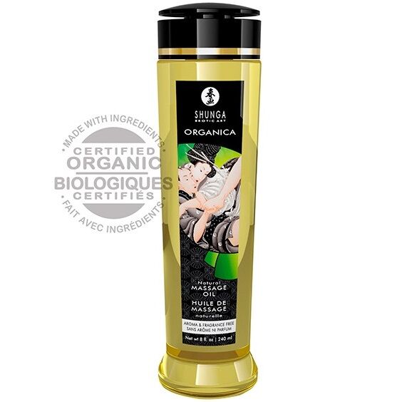 SHUNGA Óleo de Massagem Orgânico Natural 240ml para massagens sensuais e relaxamento