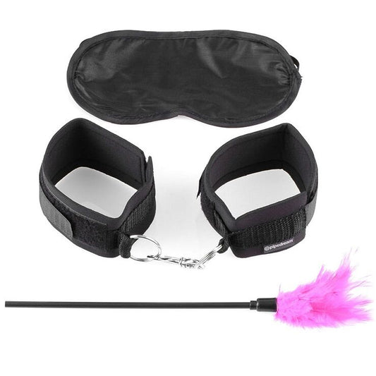 Kit de Sedução Sensual FETISH FANTASY SERIES com punhos, máscara e tickler