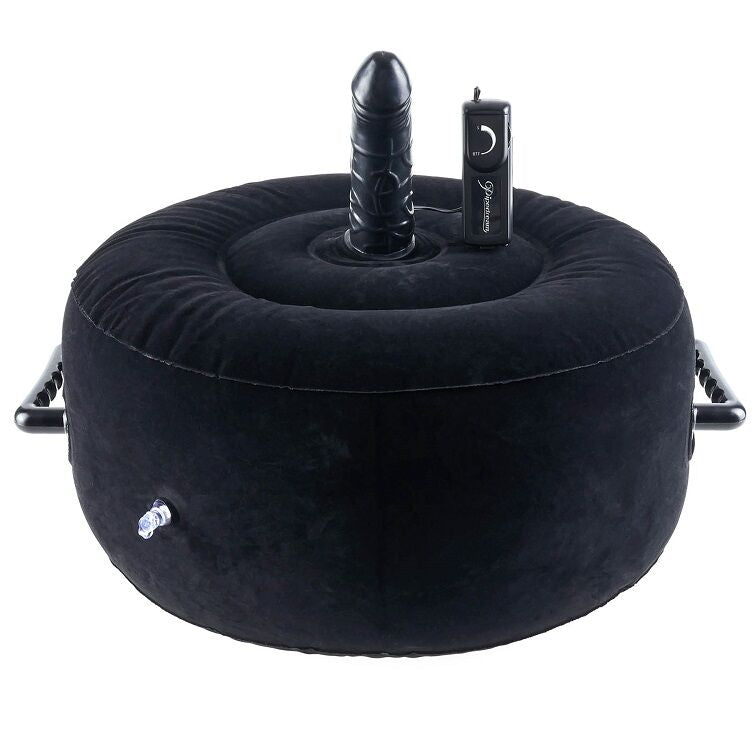 Assento Inflável Vibratório FETISH FANTASY SERIES com dildo integrado e alças EZ Grip, pronto para uso.