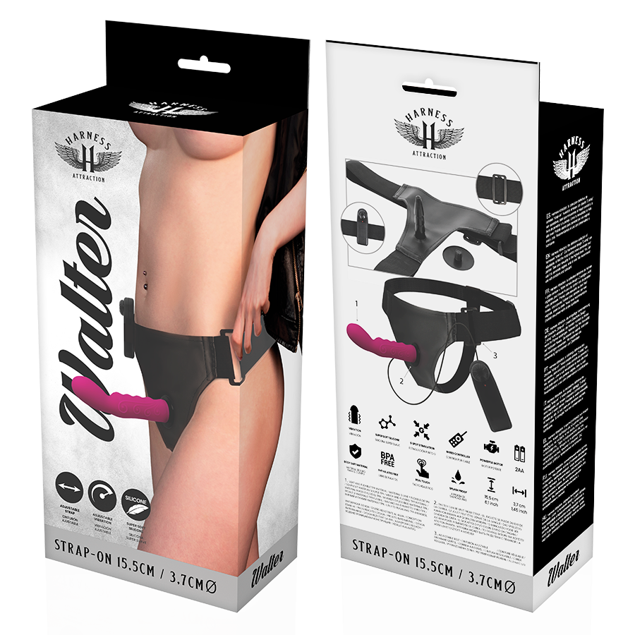 Arnês HARNESS ATTRACTION Walter com vibrador e dildo realista para prazer partilhado.