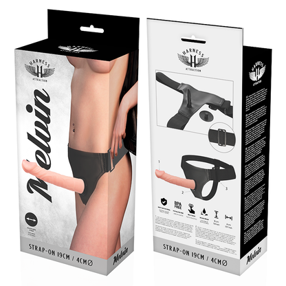 Detalhe do HARNESS ATTRACTION Arnês com Dildo Realista Melvin Flesh 19cm, mostrando o design e materiais.