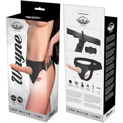 Harness Attraction Arnês com Dildo Duplo Wayne 16.5 cm - Dupla Penetração.