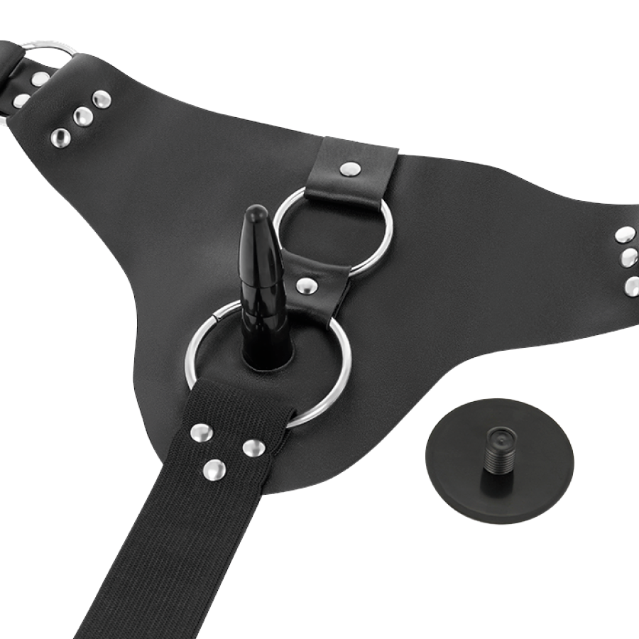 HARNESS ATTRACTION Arnês Strap-On Murdock com dois dildos realistas intercambiáveis.