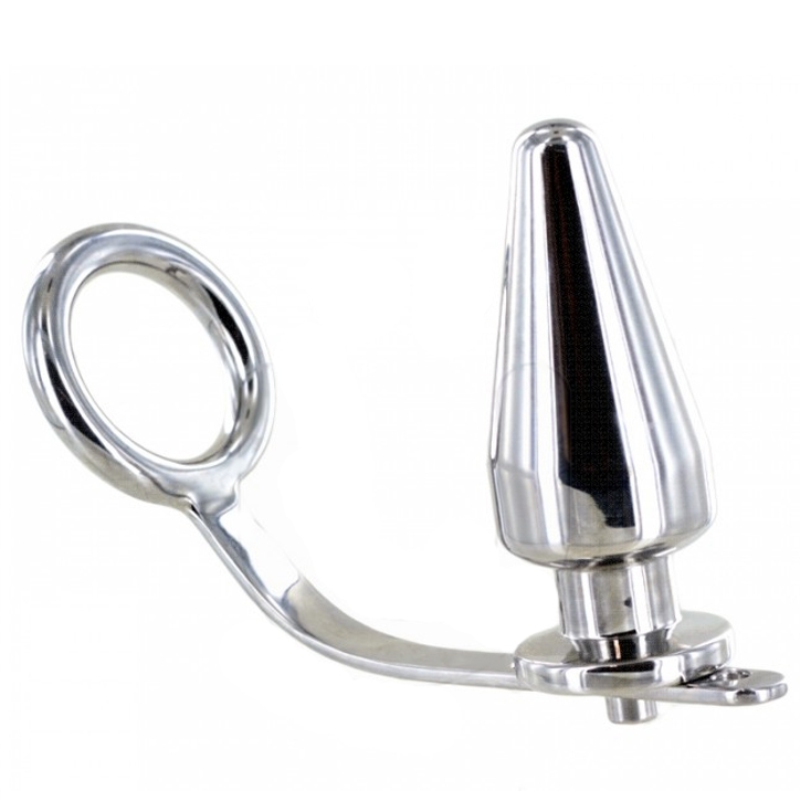 Anel Peniano com Plug Anal METAL HARD em aço cirúrgico para prazer duplo e estimulação intensa.