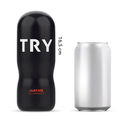 Masturbador masculino JAMYJOB mostrando sua textura interna e design ergonómico