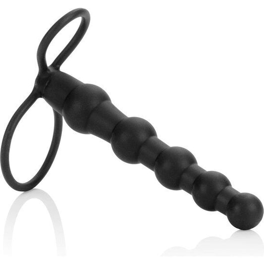 Dildo Duplo Frisado de Silicone Preto