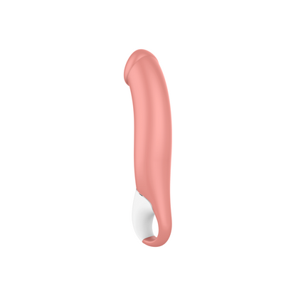 Close-up do vibrador Satisfyer Vibe Master, mostrando seu design ergonómico de silicone suave e botões de controle.