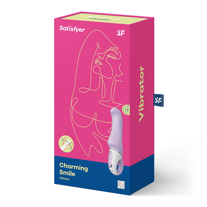 Close-up do Satisfyer Vibrador Vibes Charming Smile, destacando seu design elegante e silicone suave.