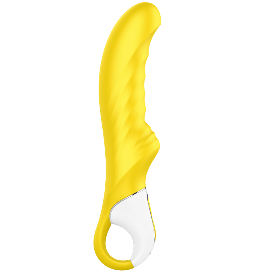 Satisfyer Vibrador Vibe Yummy Sunshine, exibindo seu design ergonômico e cor vibrante.