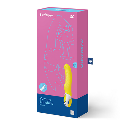Satisfyer Vibrador Vibe Yummy Sunshine, exibindo seu design ergonômico e cor vibrante.