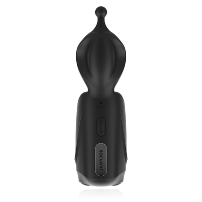 Close-up of the Jamyjob Masturbador Masculino Vibratório Recarregável showing its silicone texture and features.