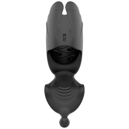 Close-up of the Jamyjob Masturbador Masculino Vibratório Recarregável showing its silicone texture and features.