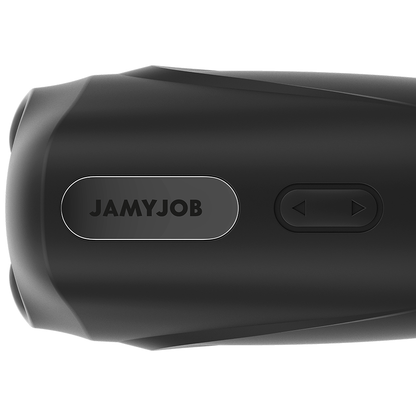 Close-up of the Jamyjob Masturbador Masculino Vibratório Recarregável showing its silicone texture and features.