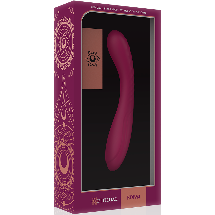 Close-up of the RITHUAL Vibrador Estimulador Ponto G Kriya Recarregável, showing its ergonomic design and smooth silicone texture.