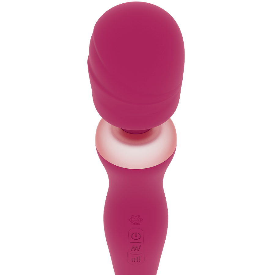 Close-up da Varinha Massageadora RITHUAL Akasha 2.0 Orquídea, destacando sua cabeça flexível e material de silicone médico.