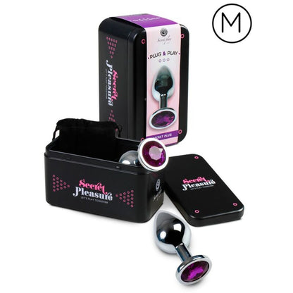 Plug anal metálico SECRETPLAY roxo com base de diamante