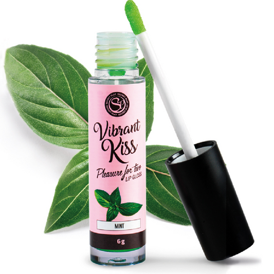 SecretPlay Lip Gloss Vibrant Kiss Menta para prazer oral intenso.