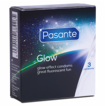 Preservativos PASANTE que brilham no escuro, pack com 3 unidades.