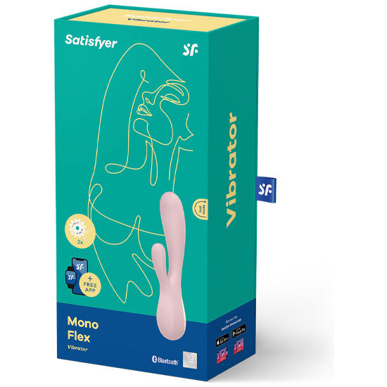 Close-up do Satisfyer Mono Flex Vermelho, um vibrador flexível com app, mostrando o seu design ergonómico e material de silicone.