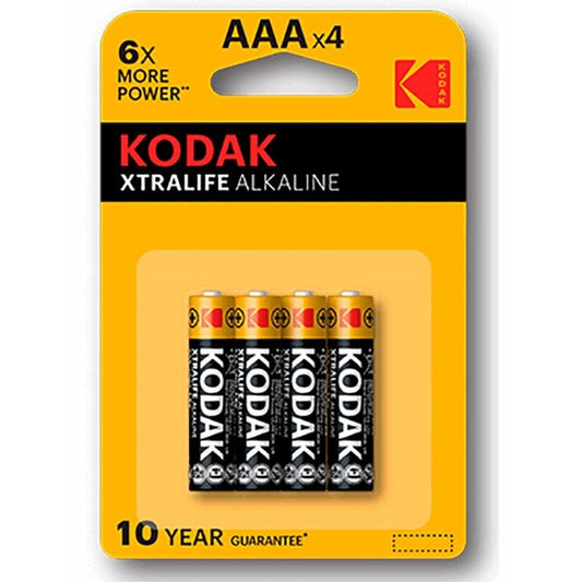 Pack de 4 Baterias Alcalinas KODAK XTRALIFE AAA LR03 para dispositivos eletrónicos