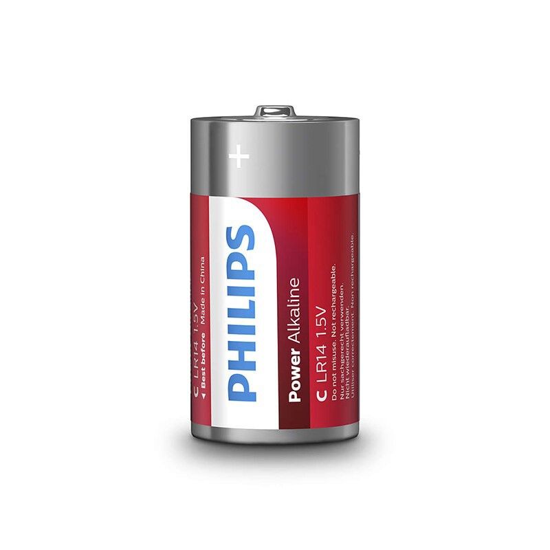 Pilhas Alcalinas PHILIPS C LR14 Blister 2 Unidades para dispositivos eletrónicos.