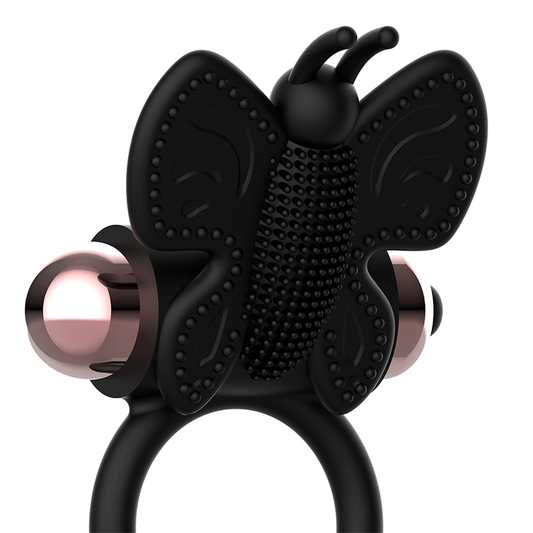 Anel Borboleta Vibrador COQUETTE CHIC DESIRE Preto/Ouro, ideal para casais e estimulação dupla.