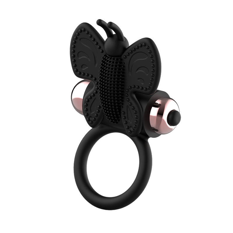 Anel Borboleta Vibrador COQUETTE CHIC DESIRE Preto/Ouro, ideal para casais e estimulação dupla.