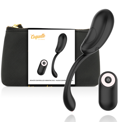 COQUETTE CHIC DESIRE Ovo Vibrante com Controle Remoto Recarregável em preto e ouro, destacando seu design elegante e discreto.