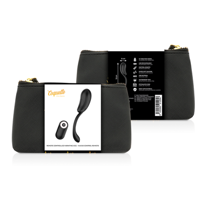 COQUETTE CHIC DESIRE Ovo Vibrante com Controle Remoto Recarregável em preto e ouro, destacando seu design elegante e discreto.