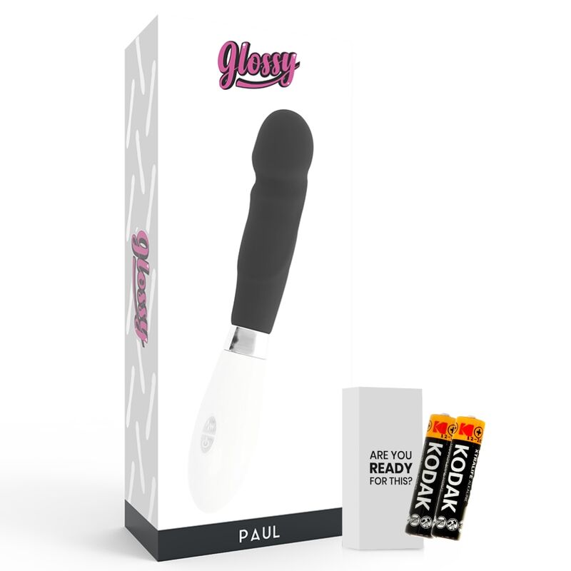 GLOSSY Vibrador Paul Realista Preto com 10 Funções