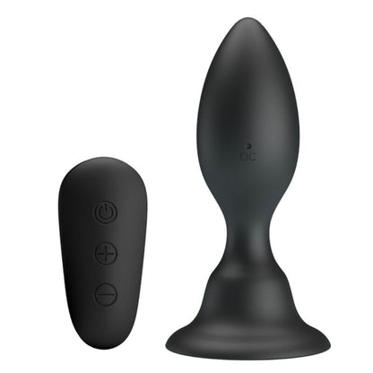 MR PLAY Plug Anal Vibratório com Controle Remoto, mostrando seu design ergonômico e acabamento em silicone preto.